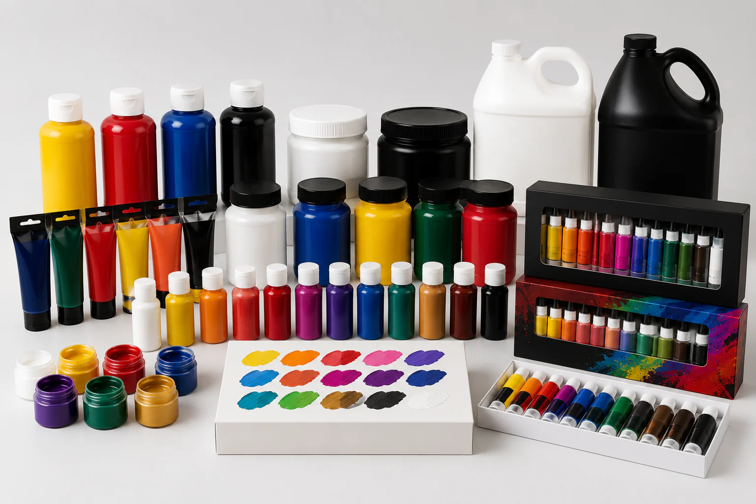 Acrylic paint product types for education, retail, bulk supply and OEM programs