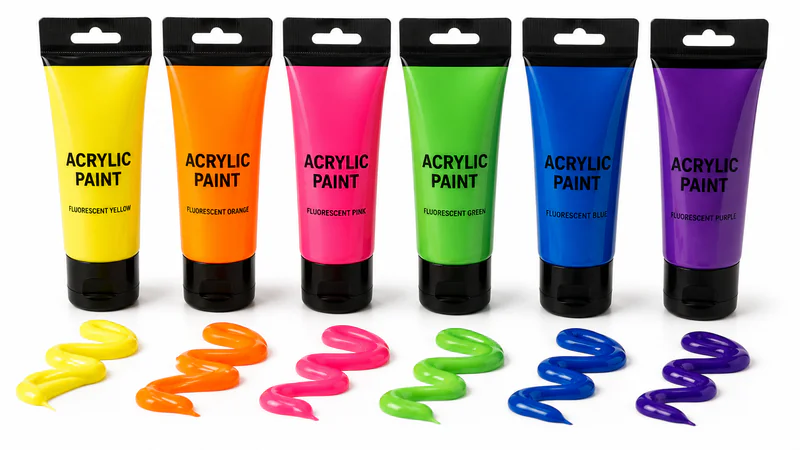Fluorescent acrylic paint in vivid neon colors