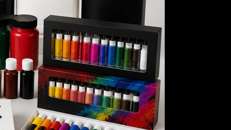 Acrylic paint sets and multi-color retail kits