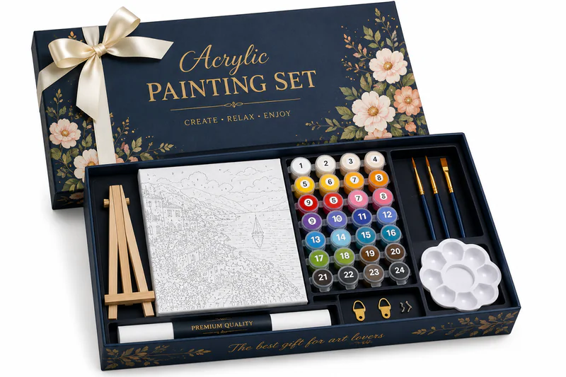 Gift box packaging option for painting set retail programs