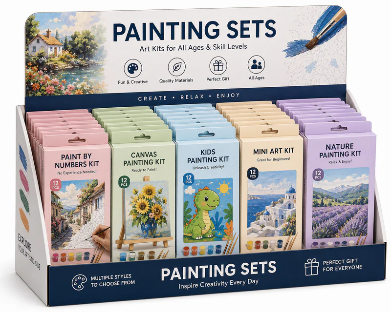 Display box packaging option for painting set merchandising
