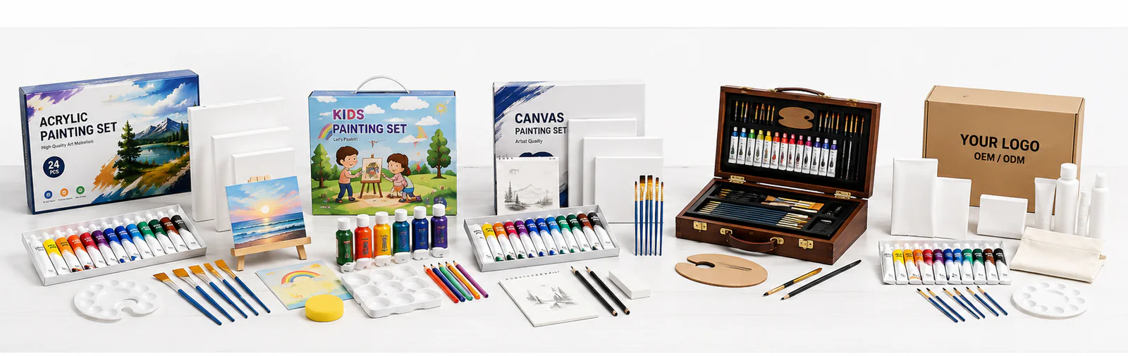 Painting set product type overview for retail education and private label programs