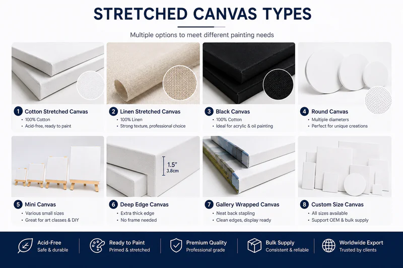 Canvas material prepared for stretched canvas specification review