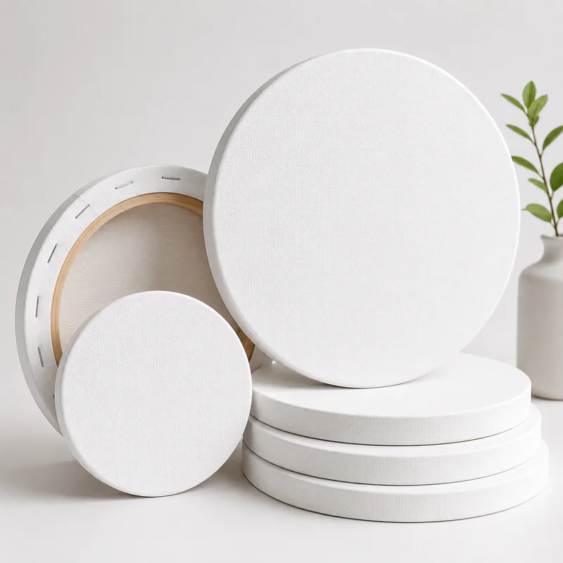 Round stretched canvas for decorative painting assortments