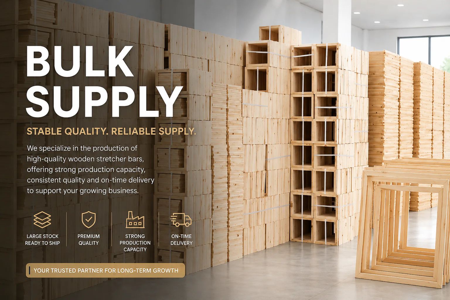 Wooden stretcher bars bulk supply banner for canvas manufacturers